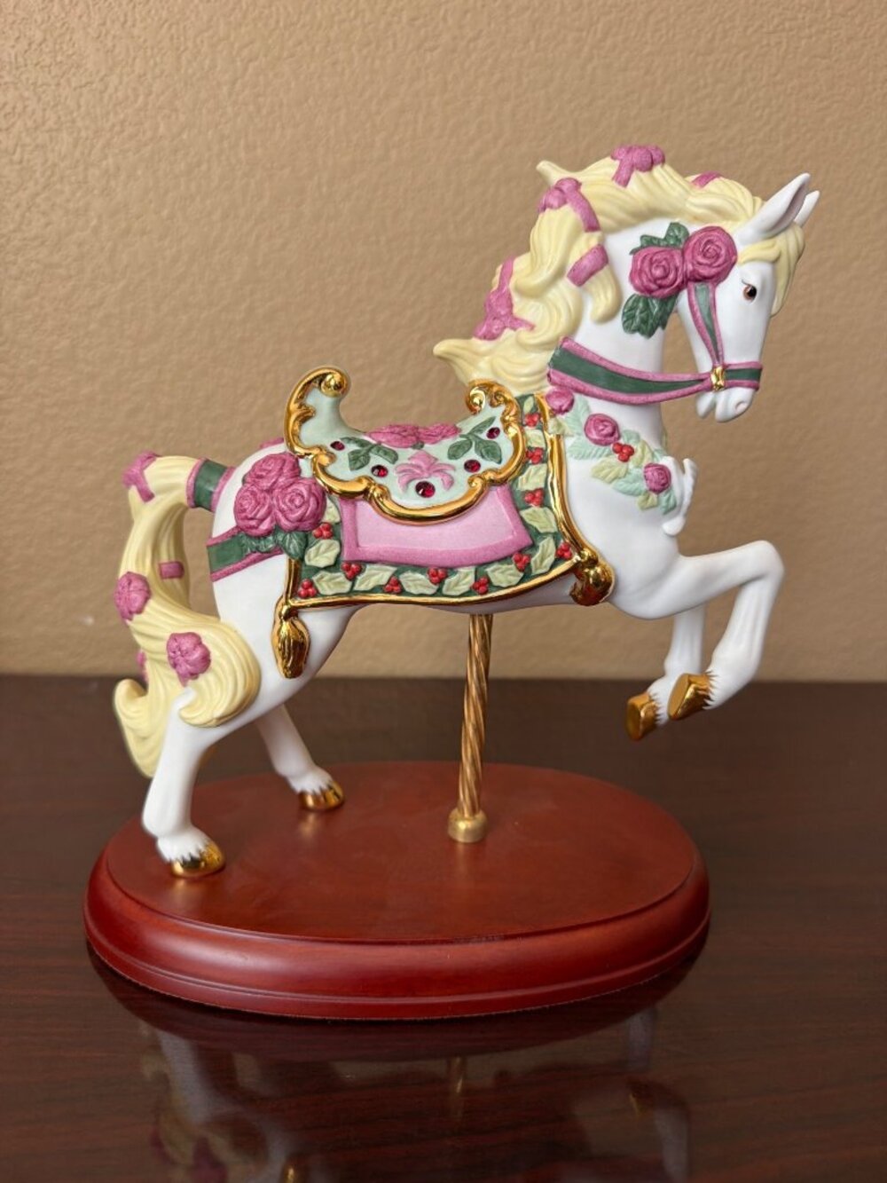 2009 Lenox Limited Edition "Rubies & Roses" Porcelain Carousel Horse w/FLAW